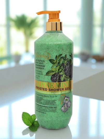 Exfoliačný, hydratačný a proti starnutiu sprchový gél s mätou