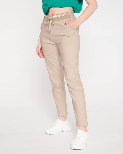 Dámske béžové nohavice PLUS SIZE - Oblečenie