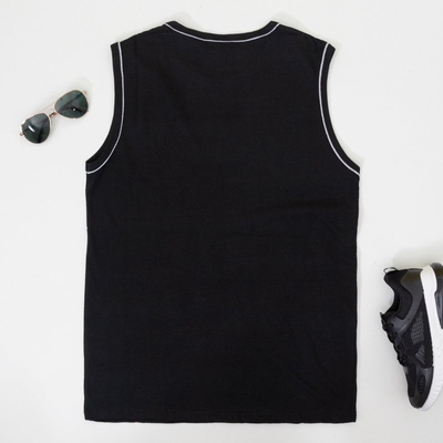 Bavlnené čierne pánske tričko bez rukávov - Oblečenie