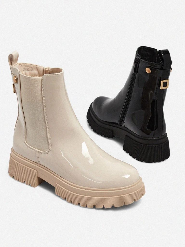 Lakirani ženski gležnarji iz eko usnja Calebi