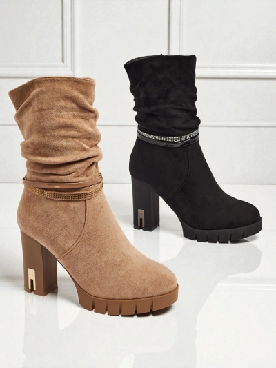 Ženski eko semiš gležnarji s peto BrambleDusk