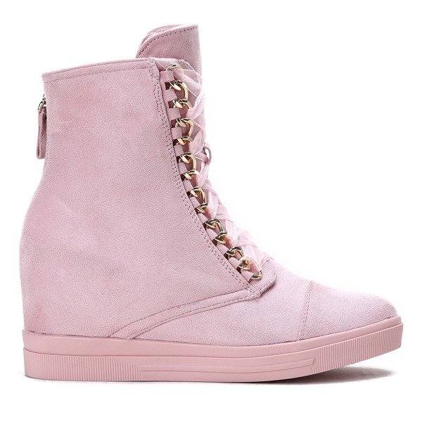 Różowe sneakersy na krytym koturnie Tirana - Obuwie