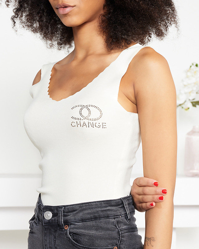 Dámsky krémový elastický top na traky - oblečenie