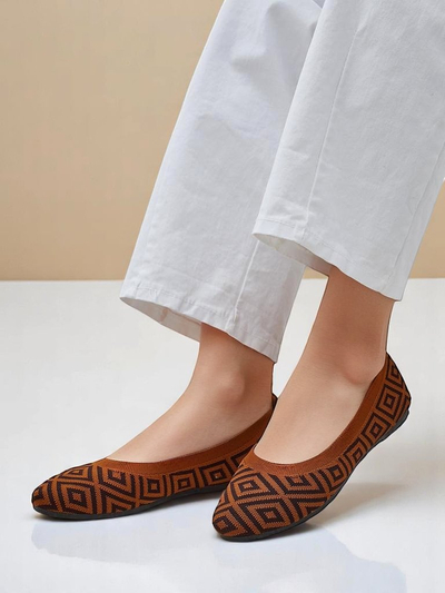 Royalfashion dámske textilné balerínky s geometrickým vzorom Metric