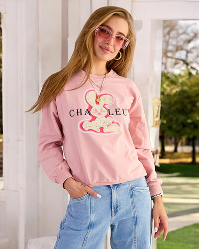 Royalfashion Dámska bavlnená tenká mikina s potlačou