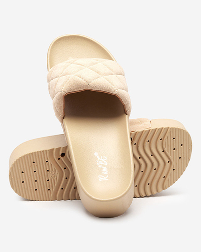 Béžové dámske prešívané sandále na platforme Koriner - Obuv