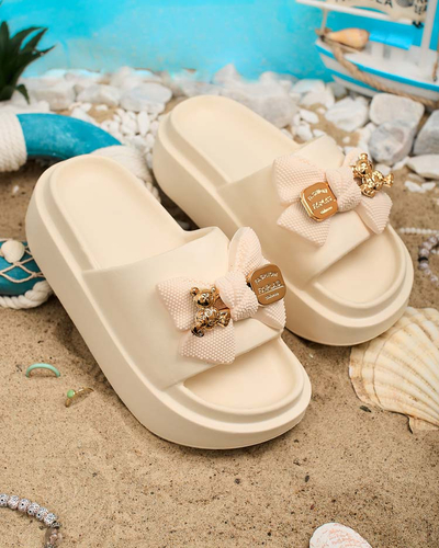Royalfashion Dámske gumené žabky s ozdobnou mašľou Nilm