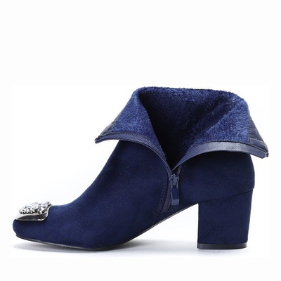 Granatowe botki z ozdobnym noskiem Hayley - Obuwie