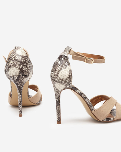 Béžové dámske sandále s razením na špendlíku Halensi - Obuv