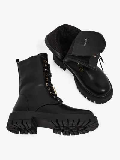 Eko usnjeni ženski gležnarji z vezalkami Venit