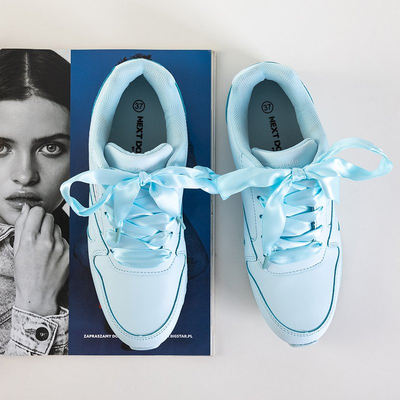 Modré dámske športové topánky previazané stuhou Kamela - Obuv