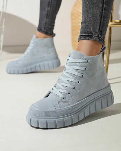 Svetlomodré dámske šnurovacie športové topánky a'la sneakers Netara - Obuv
