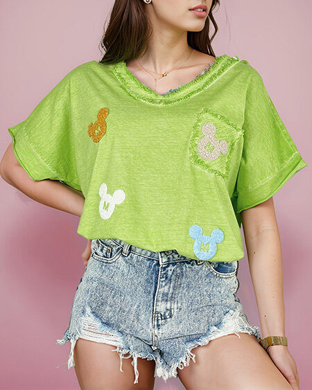 Royalfashion Dámske tričko so záplatami