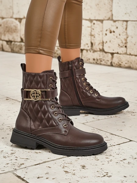 Ženski gležnarji s prešitimi vzorci iz ekološkega usnja Sable Rose