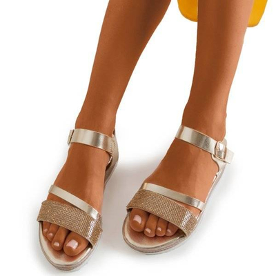 OUTLET Zlaté dámske sandále so zirkónmi Ido - Obuv