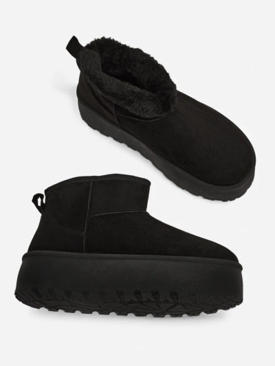 Ženski Gležnjarji Luna Črni Usnjeni Elegantni za Jesen