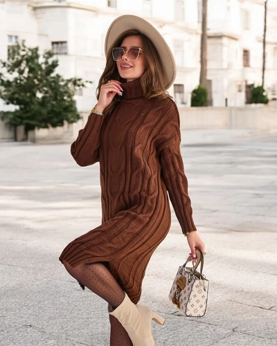 Royalfashion Pletený dámsky sveter a'la šaty