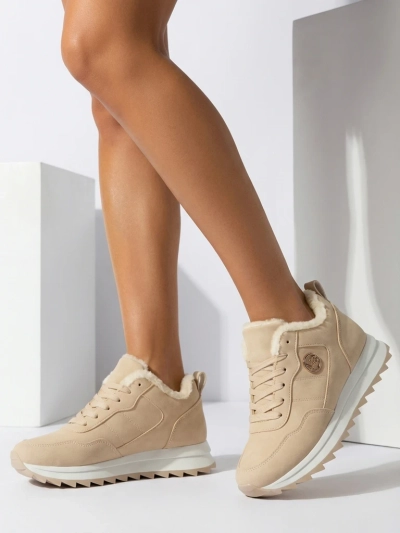 Royalfashion bež ženski športni čevlji s toplo podlogo Lahho