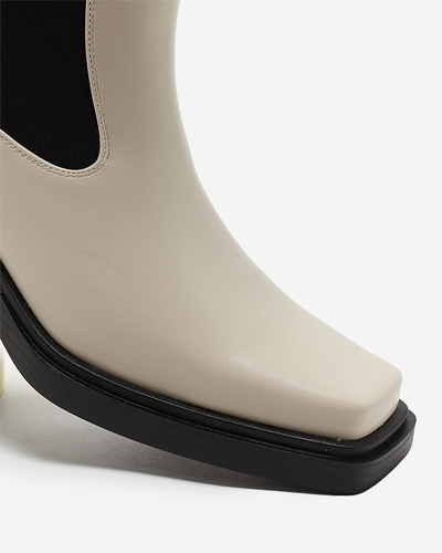 Béžové dámske vysoké slip on čižmy Darran - Obuv