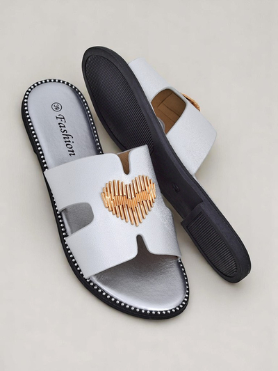 Royalfashion Ženske japonke z ravnim podplatom Heart Chic