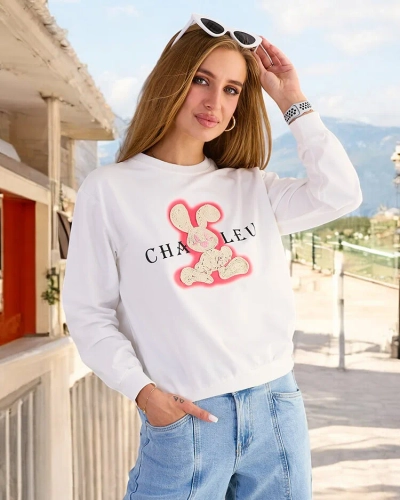Royalfashion Dámska bavlnená tenká mikina s potlačou