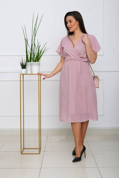 Svetloružové dámske vzdušné šaty PLUS SIZE - Oblečenie