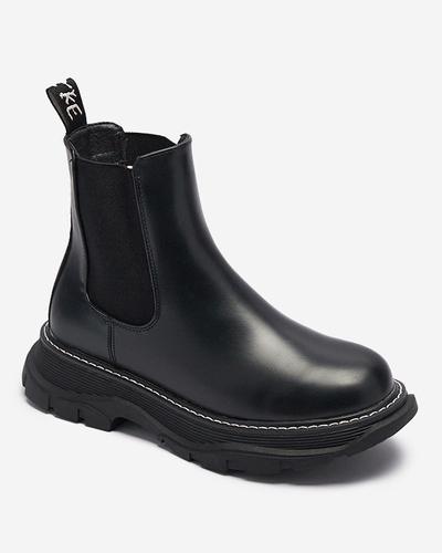 OUTLET Dámske čižmy na hrubšej podrážke v čiernej farbe Galitt- Obuv