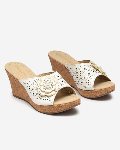 Béžové dámske sandále na klinu Dombas - Topánky