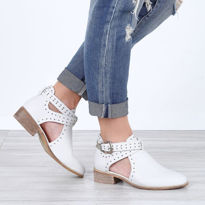 Białe botki z wycięciami Kayla- Obuwie