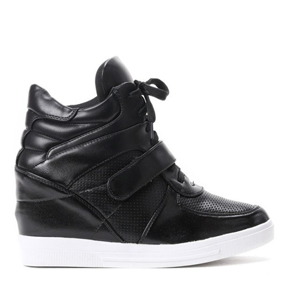 Czarne sneakersy na koturnie Ellen - Obuwie