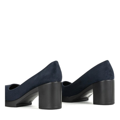 Granatowe czółenka na słupku Leonida - Obuwie