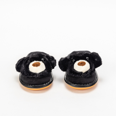Čierne detské papučky medvedíky s kožušinkou Yogi - Obuv