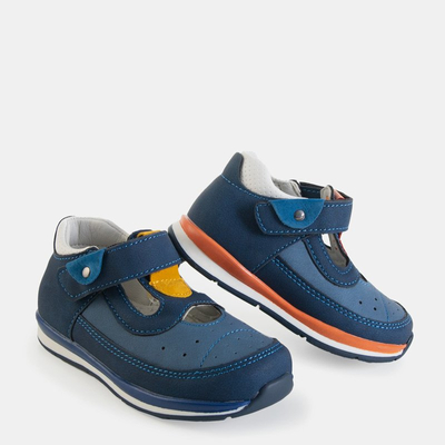 Tmavomodré chlapčenské topánky s oranžovými vložkami Bartnie - Obuv