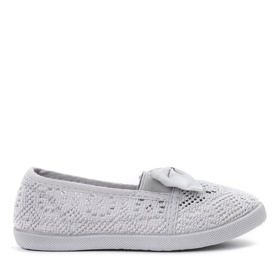 OUTLET Šedé dievčenské tenisky so saténovou mašľou Sugar Boomb - Obuv