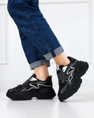 Čierne dámske tenisky na platforme s bielymi vložkami Oirana - obuv