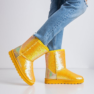 Žltá snehová morská víla s flitrami - Obuv