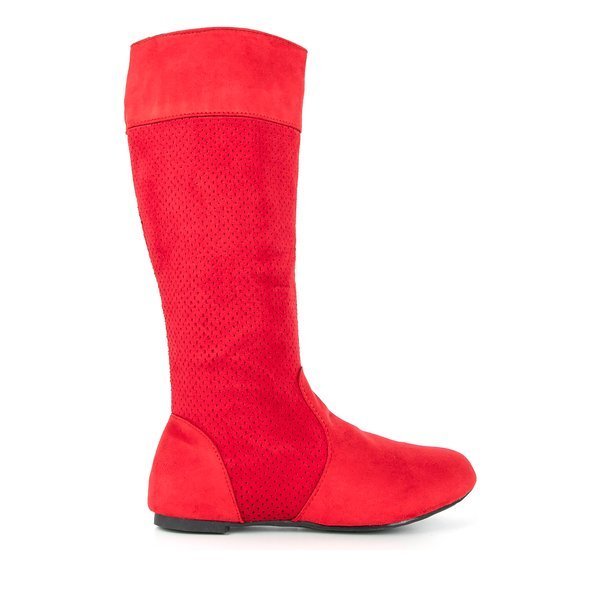 Czerwone kozaki z ażurową cholewką Marira - Obuwie