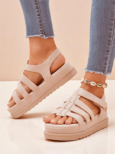 Sandali Royalfashion - Caligae Bež Semiš na Platformi - Idealni za Poletje in Pomlad