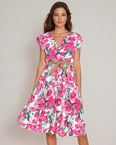 Royalfashion Dámske midiw kvetinové šaty