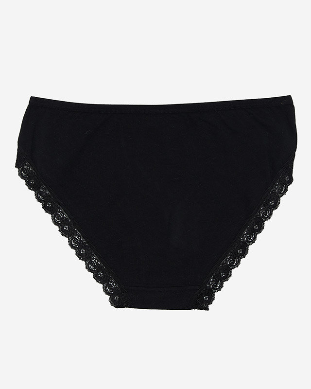 Dámske čierne bavlnené nohavičky s čipkou - Spodná bielizeň