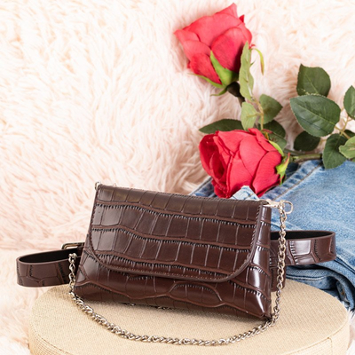 Tmavohnedá kabelka z hadej kože - Kabelky