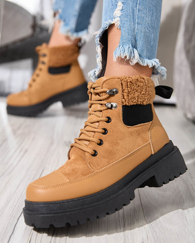 OUTLET Dámske zateplené trapérové čižmy v ťavej farbe Norisis - Obuv