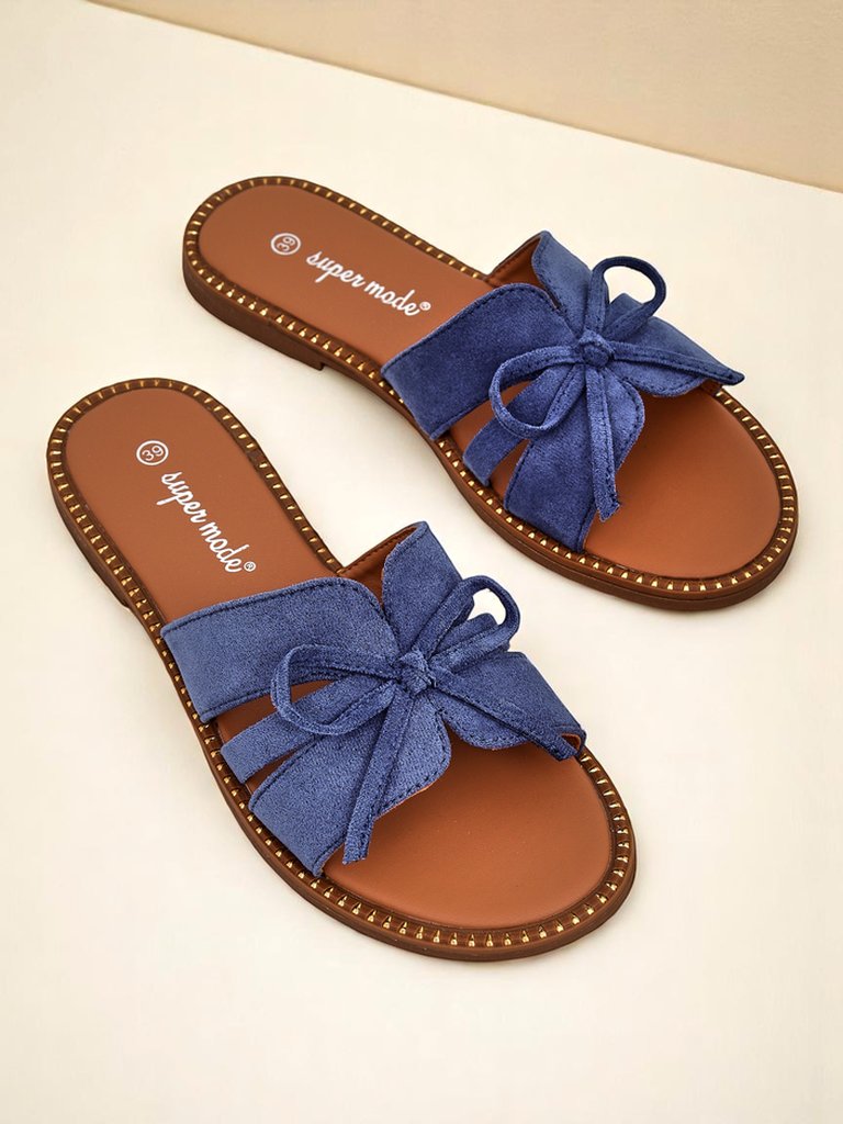 Royalfashion Dámske šľapky na plochej podrážke s mašľou Gerber