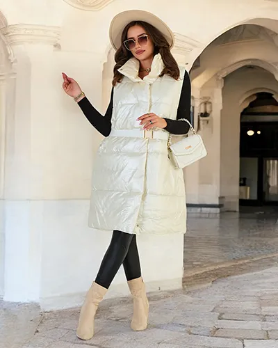 Royalfashion Dlhá dámska vesta a'la koža