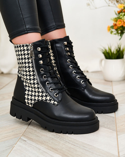 Royalfashion Čierne dámske čižmy s vložkou Zatafel pepite