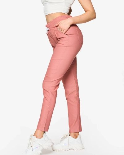 Dámske rovné nohavice v ružovej farbe PLUS SIZE- Oblečenie