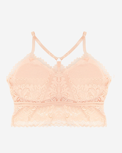 Čipkovaná dámska braletka púdrovej farby - Spodná bielizeň