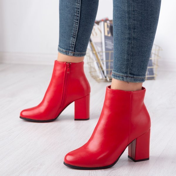 Červené čižmy na vyššom stĺpiku Pekan - Obuv