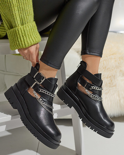 OUTLET Dámske čižmy s výrezmi v čiernej farbe Setica - Obuv