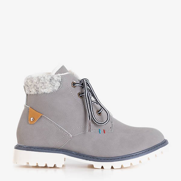 Šedé chlapčenské zateplené špičkové topánky - Obuv
